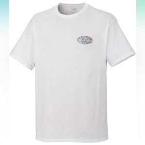 •COLUMBIA•MENS WAVY PALMS CREW NECK LOGO SPORTSWEAR SHORT SLEEVE TEE LARGE EUC